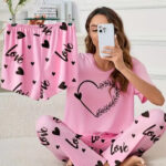 3 Piece Pink Heart Nightwear