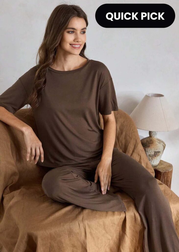 Brown Plain Style Night Suit