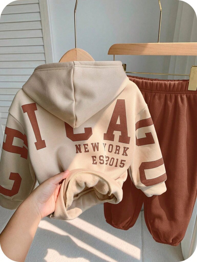Coffee Color New York Printed Kids Winter Suit (Each)