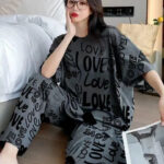 Grey Love Printed Night Suit