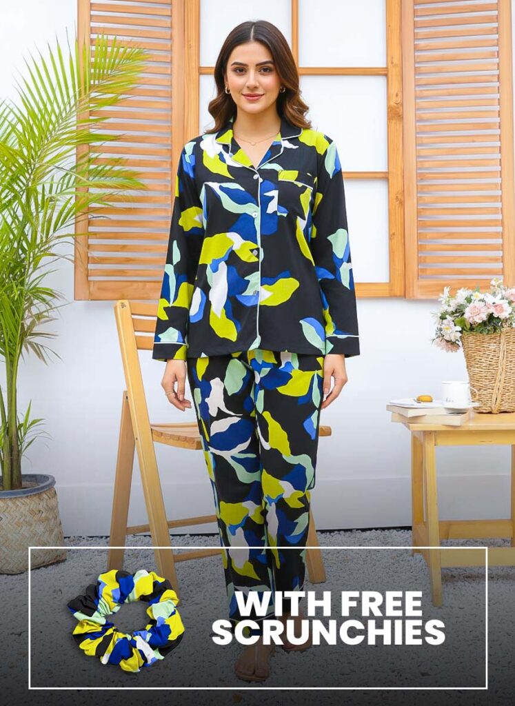 Imported Linen Printed Multi Bear PJ Set-LP6