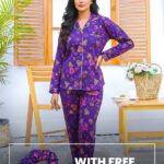 Imported Linen Printed Purple Pink Heart PJ Set-LP25