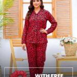 Imported Linen Printed Red Rose PJ Set-LP4