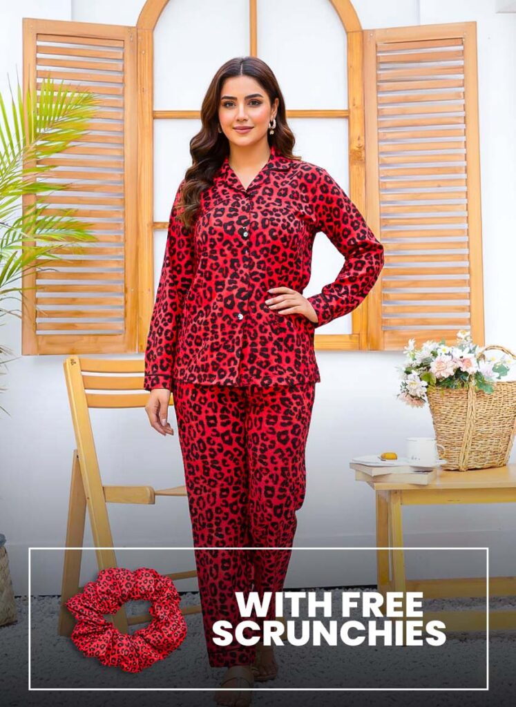Imported Linen Printed Red Rose PJ Set-LP4