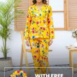Imported Linen Printed Yellow Honey PJ Set-LP20