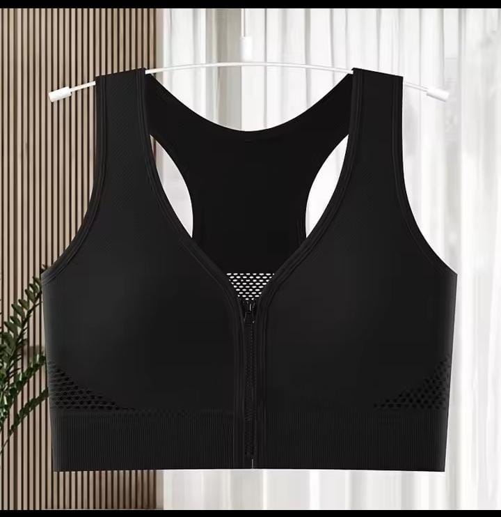 Premium Melange Zip Sports Bra