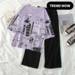 Purple Funcky Printed Night Suits