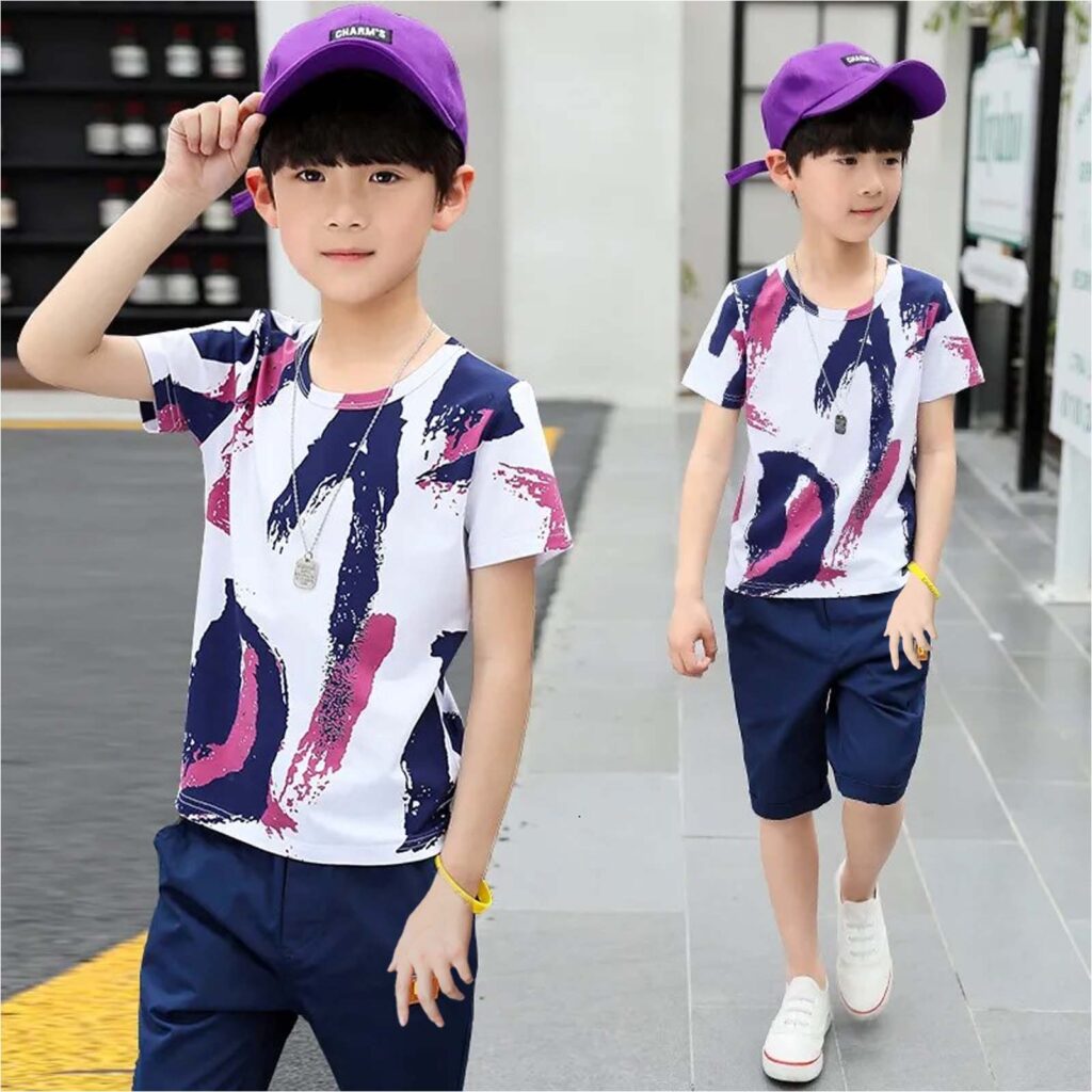 Purple Rainbow Half Sleeve Kids Suit (Each)