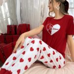 Red Heart Printed Night Suit