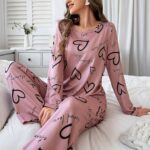 Cute Love Heart Printed Night Suit