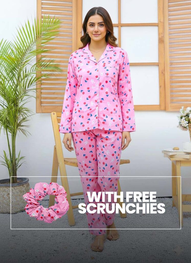 Imported Linen Printed Pink Rose PJ Set-LP21