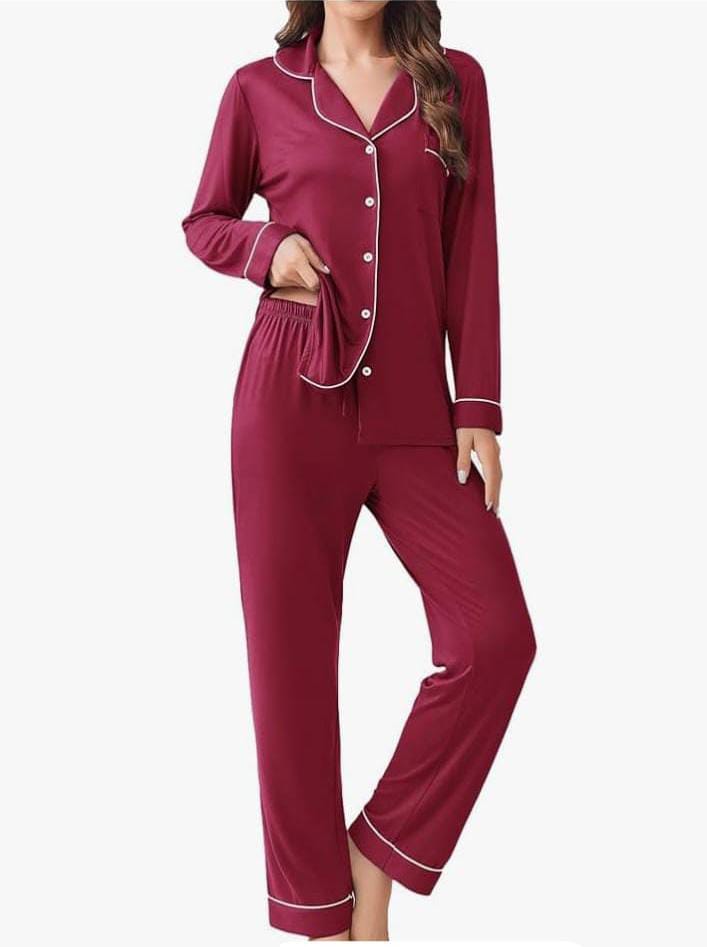 Premium cotton jersey piping night suit for women in Pakistan