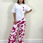 Urban Breeze Geometric Print DRY FIT Co-Ord Set for Women with Wide Leg Trousers & All-Day Comfort