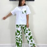 Urban Breeze Geometric Print DRY FIT Co-Ord Set for Women with Wide Leg Trousers & All-Day Comfort