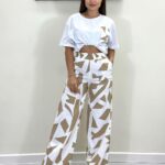 Urban Breeze Geometric Print DRY FIT Co-Ord Set for Women with Wide Leg Trousers & All-Day Comfort