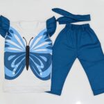 Butterfly Magic Girls Two Piece Outfit – High Quality Soft Cotton Jersey Casual Fashion Wear