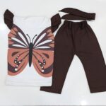 Butterfly Magic Girls Two Piece Outfit – High Quality Soft Cotton Jersey Casual Fashion Wear