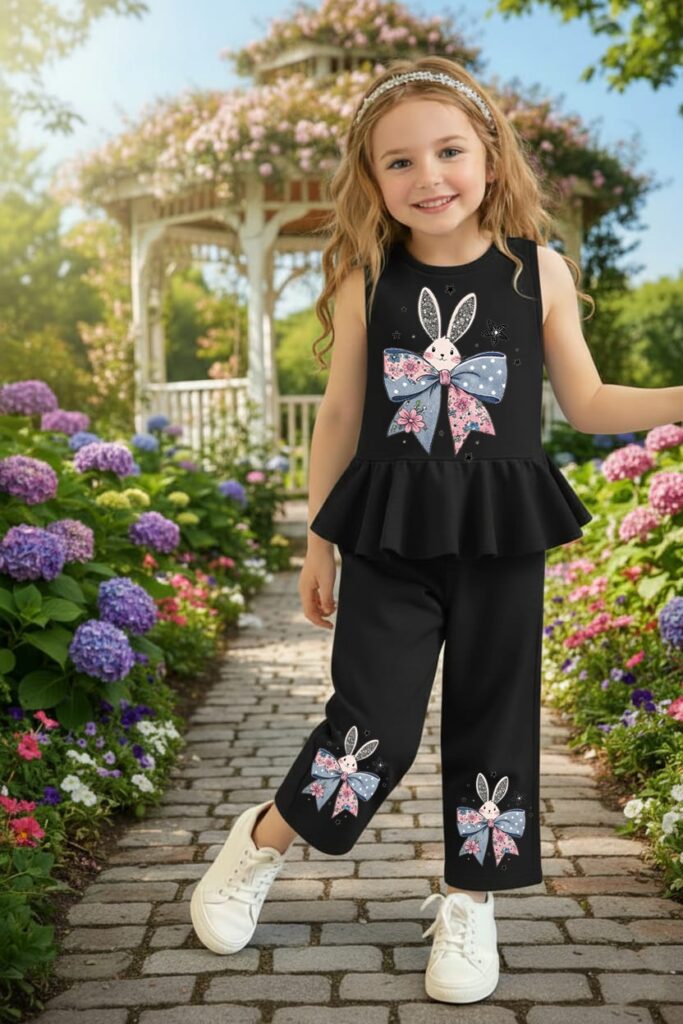 Little Princess Bunny Bow Premium Cotton Jersey Co Ord Set  Cute & Trendy Western Wear Collection for Girls