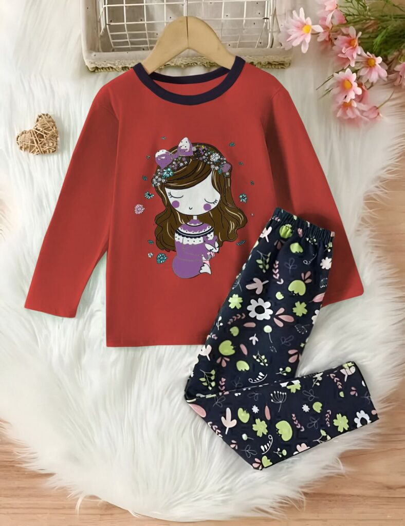 Princess Dreamland Premium Girls Night Suit Ultra Soft Jersey Summer Sleepwear Set | Cute Princess Print, Breathable Fabric & Cozy All-Night Comfort
