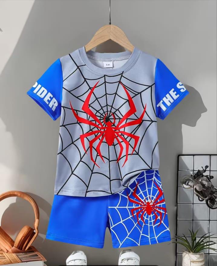 Spider Hero Kids Summer Dress – Soft Cotton Jersey 2 Piece Set