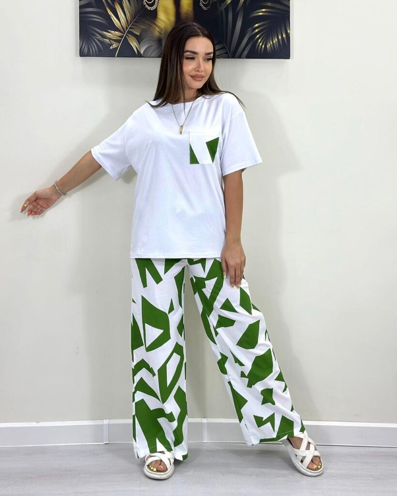Geometry Print Women's Summer Track Suit – Premium Dry Fit Co-Ord Set