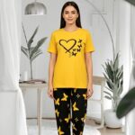 Elegant Women's Butterfly Print Cotton Jersey Night Suit – Soft, Breathable & Comfortable Sleepwear