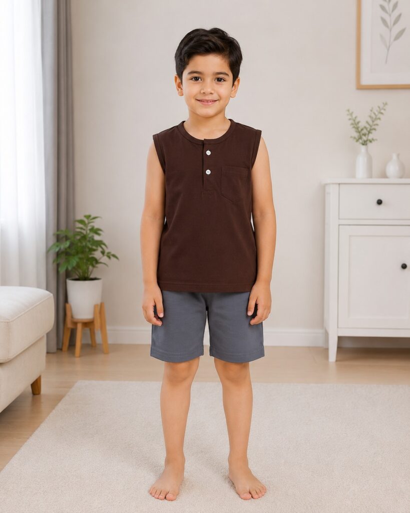 Premium Boys Sleeveless Cotton Jersey Summer Set Soft Top & Shorts