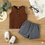 Premium Boys Sleeveless Cotton Jersey Summer Set Soft Top & Shorts