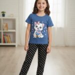 Girls Rainbow Printed Summer T-Shirt & Trouser Set  Soft Jersey Kids Wear